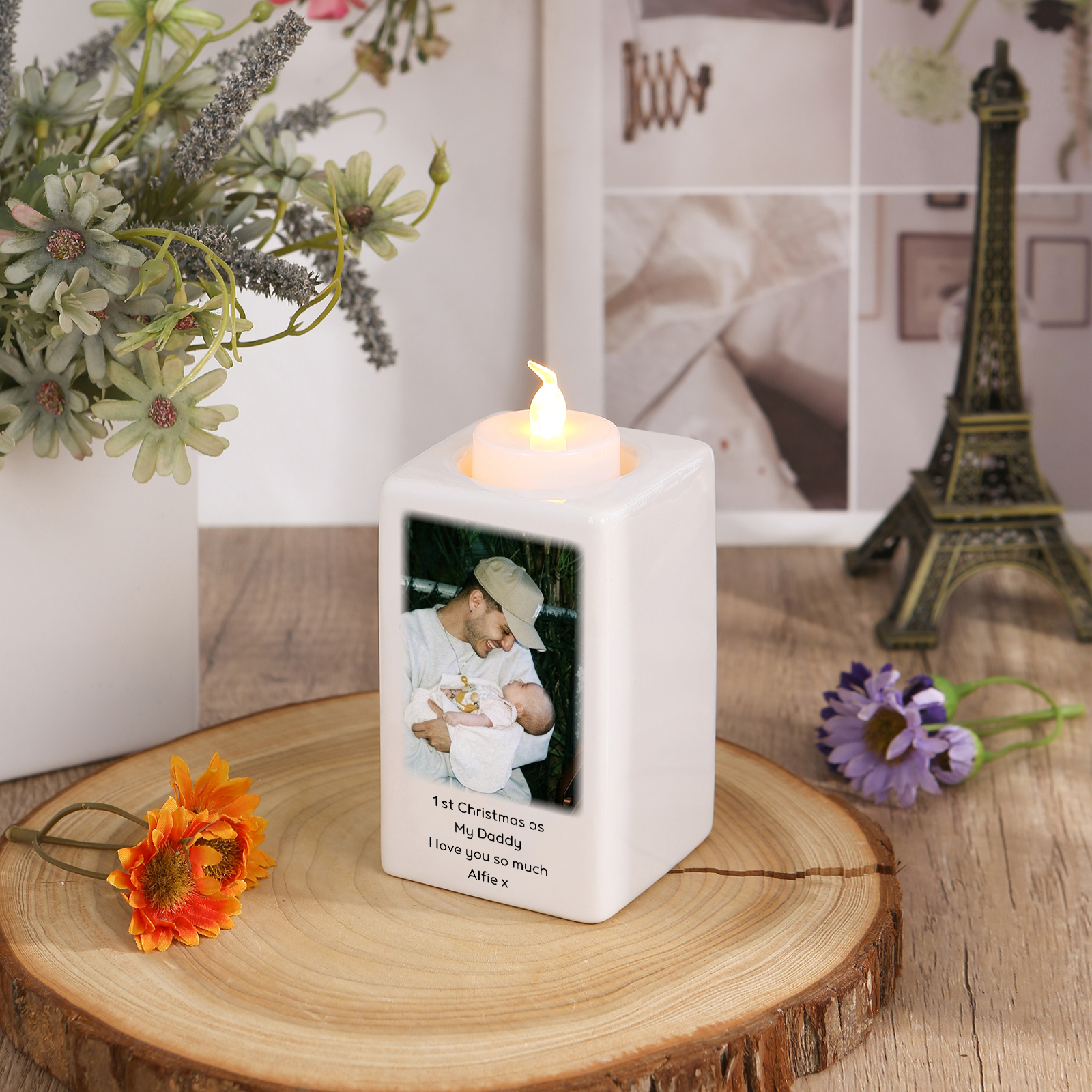 Personalised Photo Candle Holder- Custom Name & Text Gift | Lorajewel