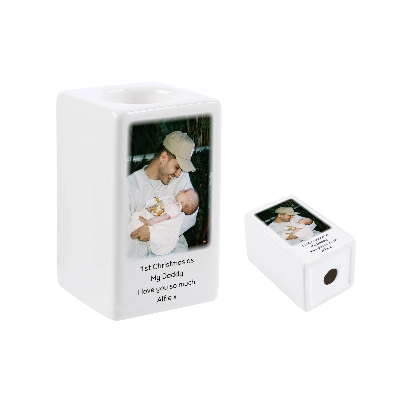 Personalised Photo Candle Holder- Custom Name & Text Gift | Lorajewel