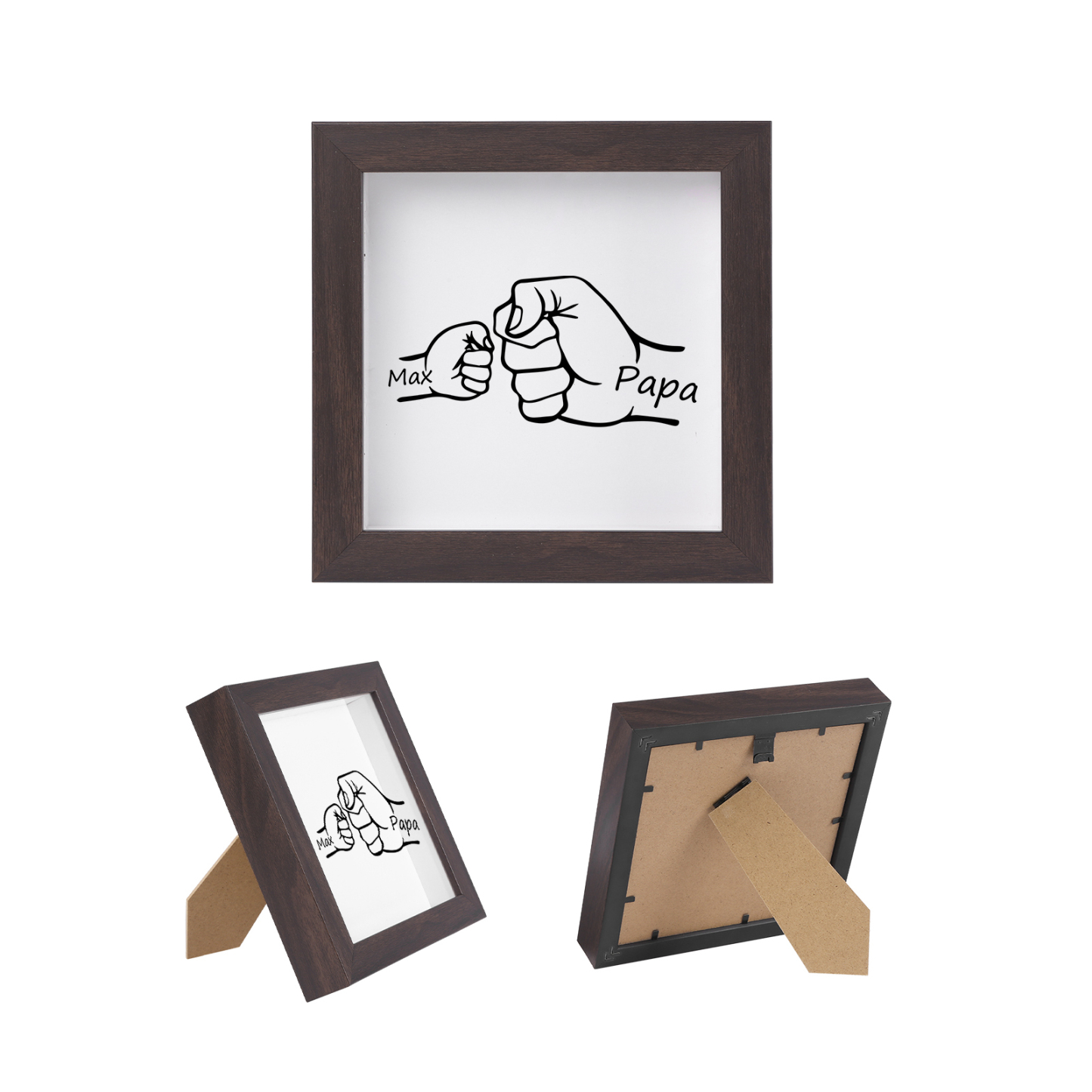 1 Name & 1 Text-Personalized Fist Bump Frame Wooden Ornament Custom Plaque Home Decoration for Father | Lorajewel