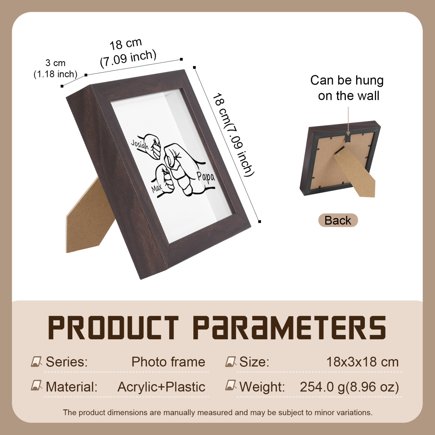 2 Names & 1 Text-Personalized Fist Bump Frame Wooden Ornament Custom Plaque Home Decoration for Father | Lorajewel