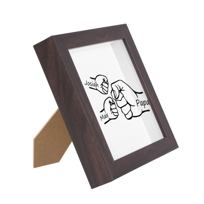 2 Names & 1 Text-Personalized Fist Bump Frame Wooden Ornament Custom Plaque Home Decoration for Father | Lorajewel