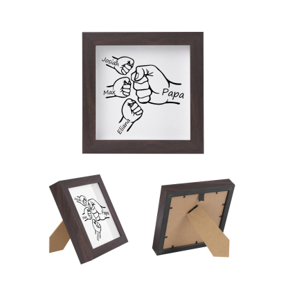 3 Names & 1 Text-Personalized Fist Bump Frame Wooden Ornament Custom Plaque Home Decoration for Father | Lorajewel