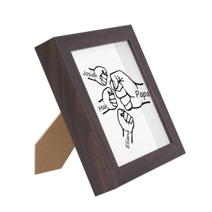 3 Names & 1 Text-Personalized Fist Bump Frame Wooden Ornament Custom Plaque Home Decoration for Father | Lorajewel