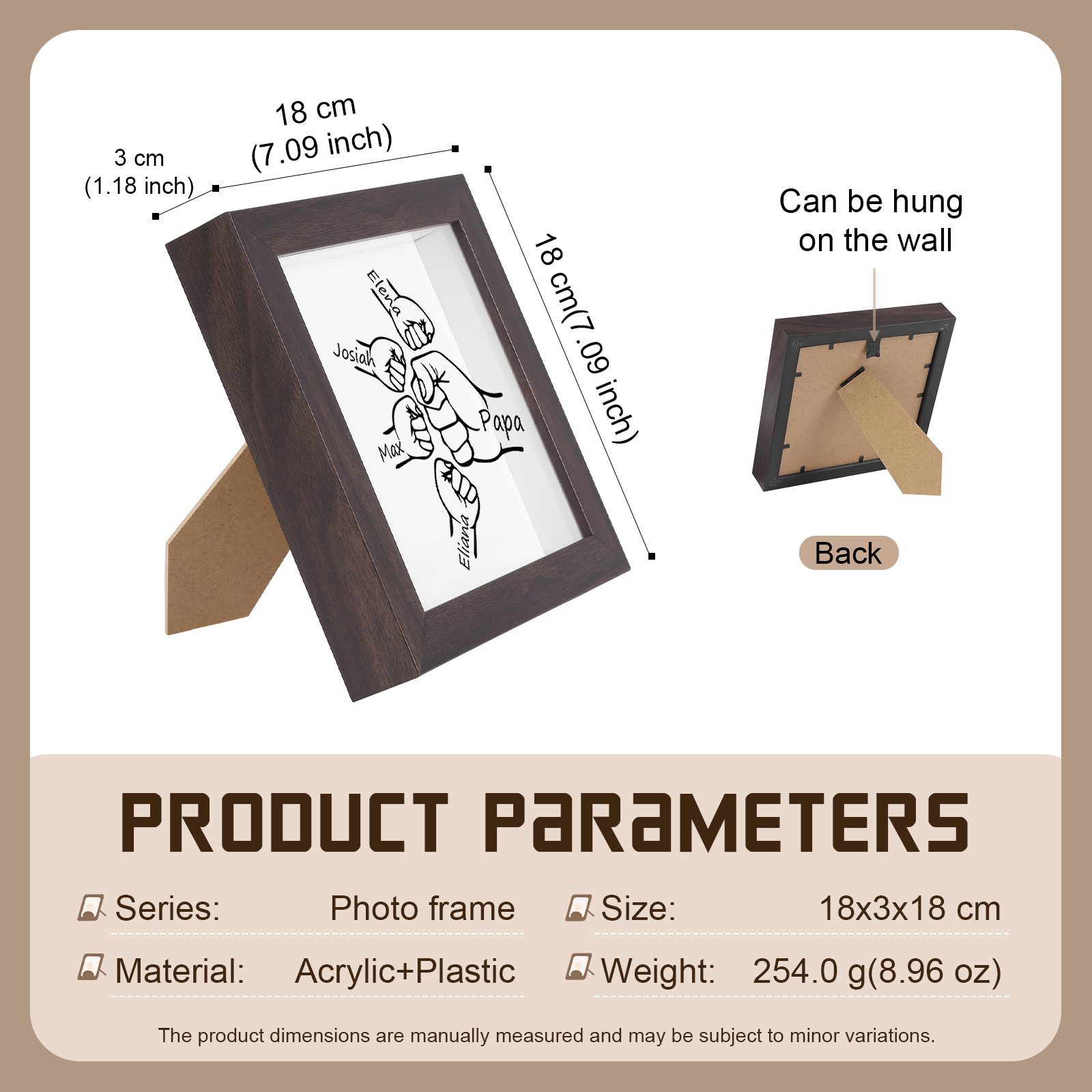 4 Names & 1 Text-Personalized Fist Bump Frame Wooden Ornament Custom Plaque Home Decoration for Father | Lorajewel