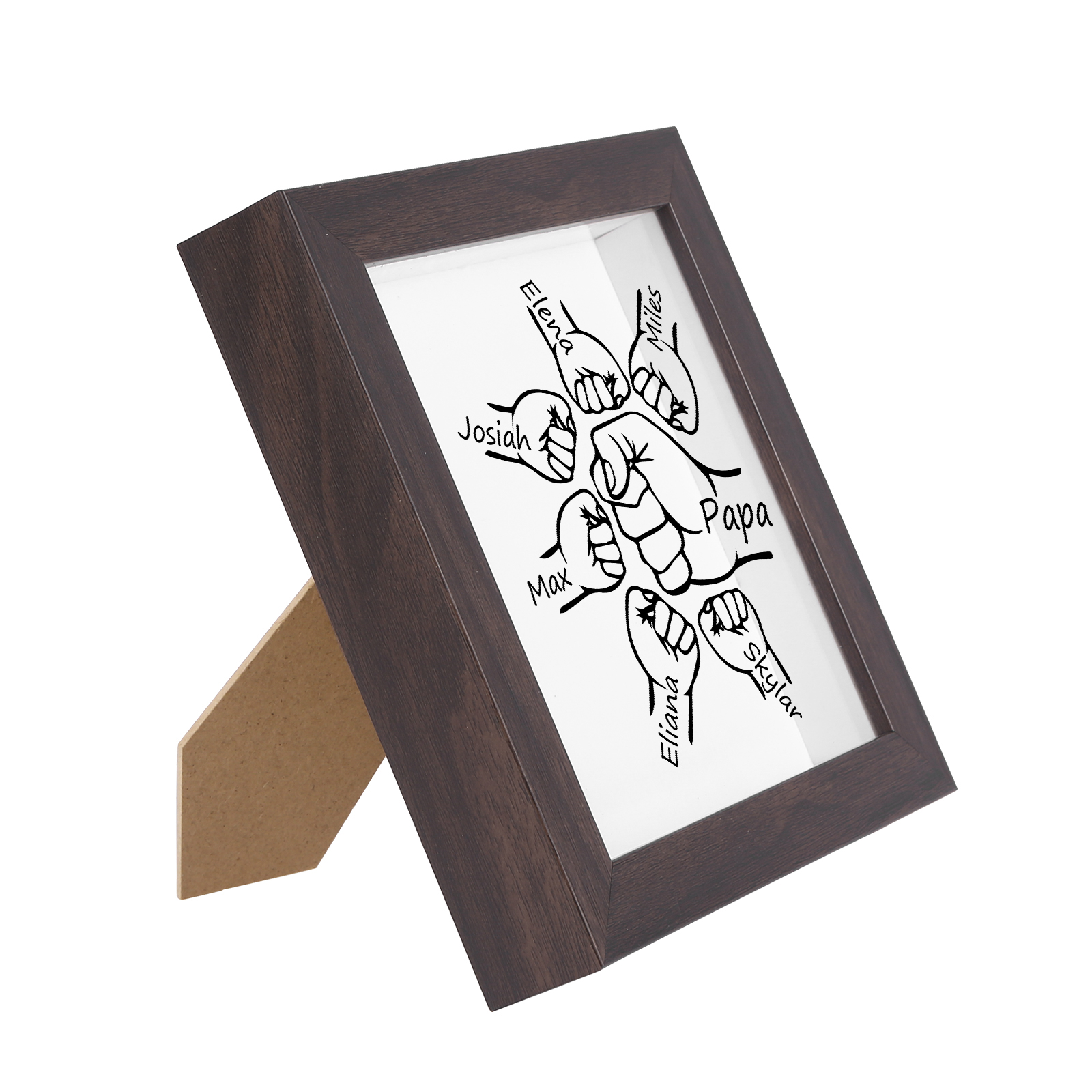 6 Names & 1 Text-Personalized Fist Bump Frame Wooden Ornament Custom Plaque Home Decoration for Father | Lorajewel