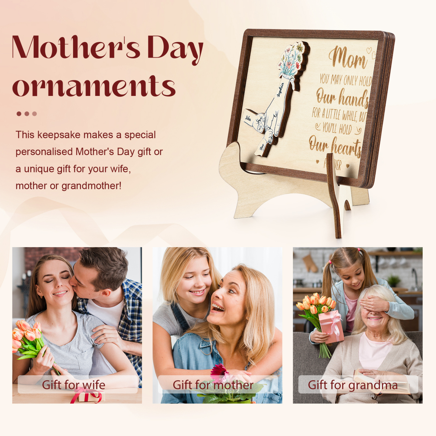 3 Names - Personalized Mother's Day Ornament Gifts for Mother