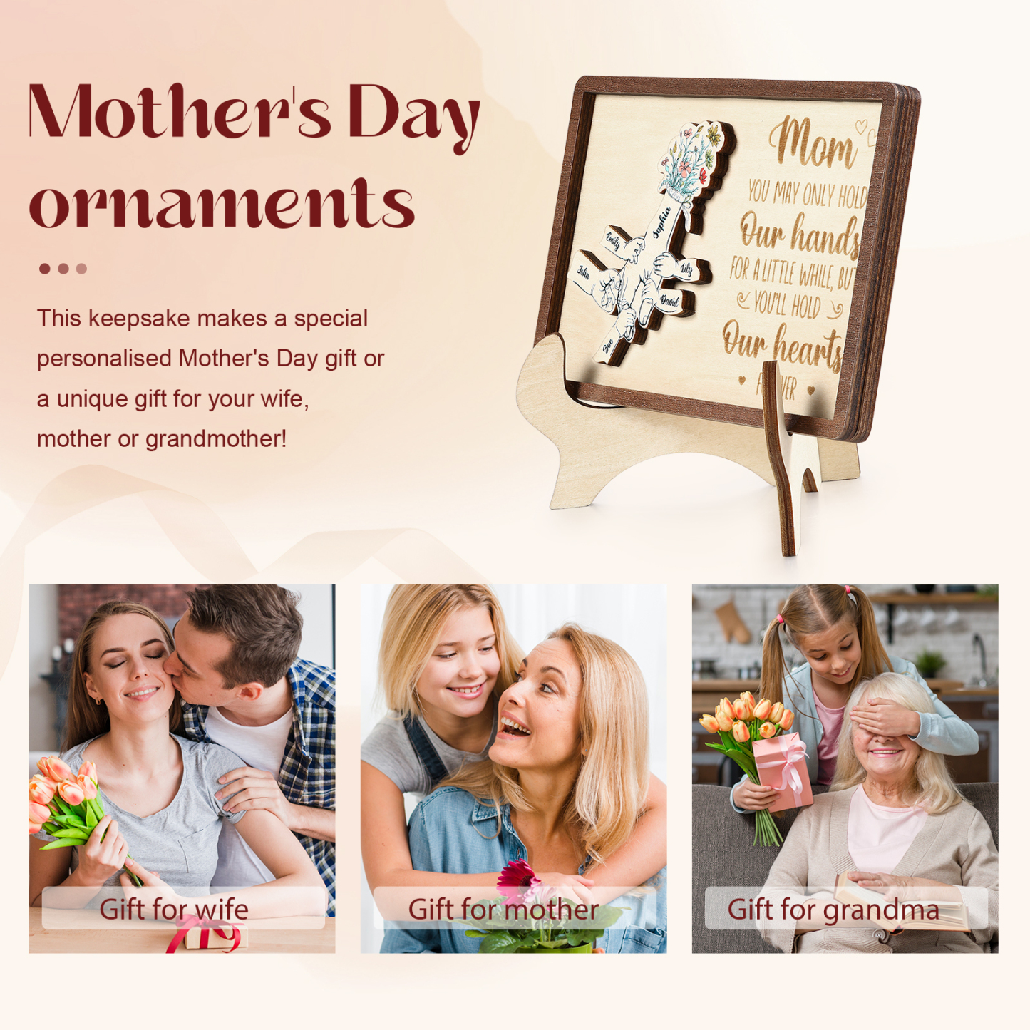 6 Names - Personalized Mother's Day Ornament Gifts for Mother