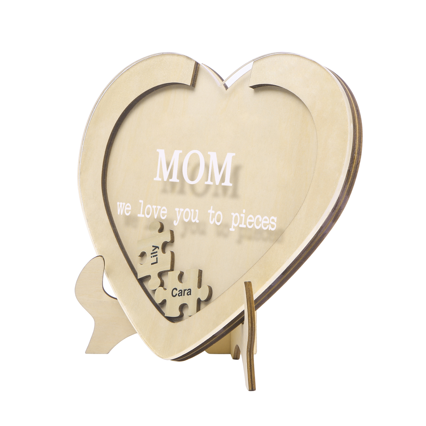 2 Names & 2 Texts Personalized Wooden Acrylic Ornament for Mum | Lorajewel