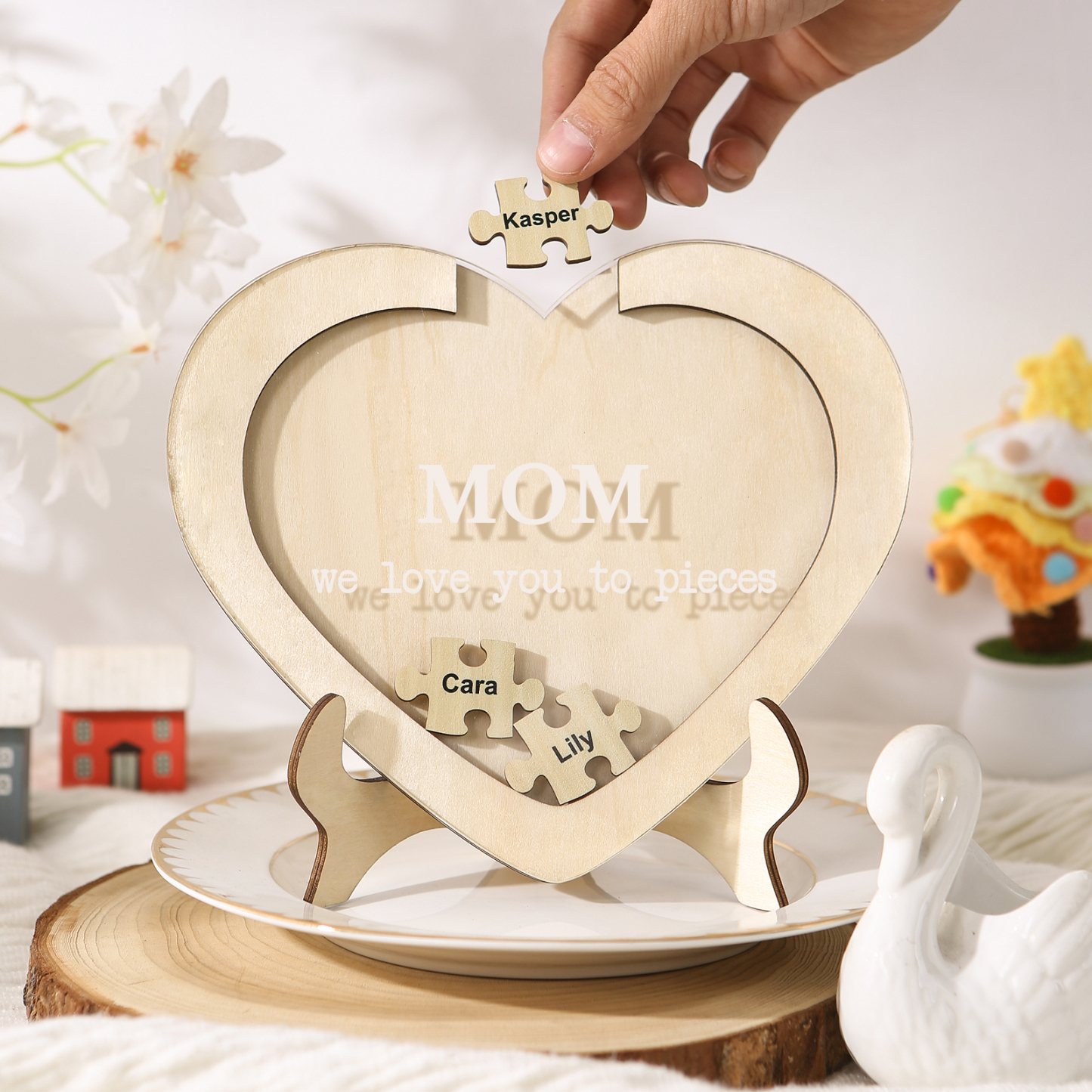 3 Names & 2 Texts Personalized Wooden Acrylic Ornament for Mum | Lorajewel