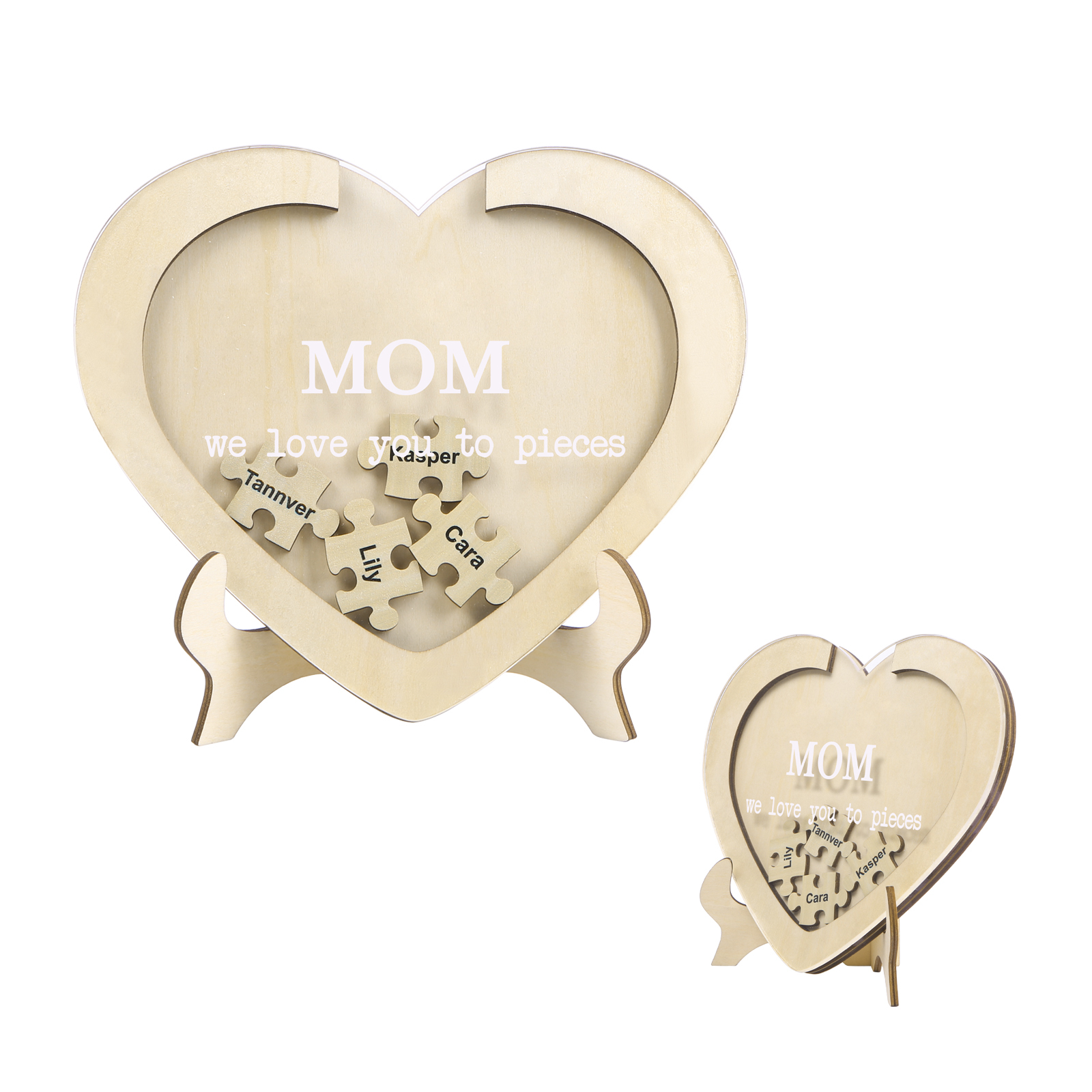 4 Names & 2 Texts Personalized Wooden Acrylic Ornament for Mum | Lorajewel
