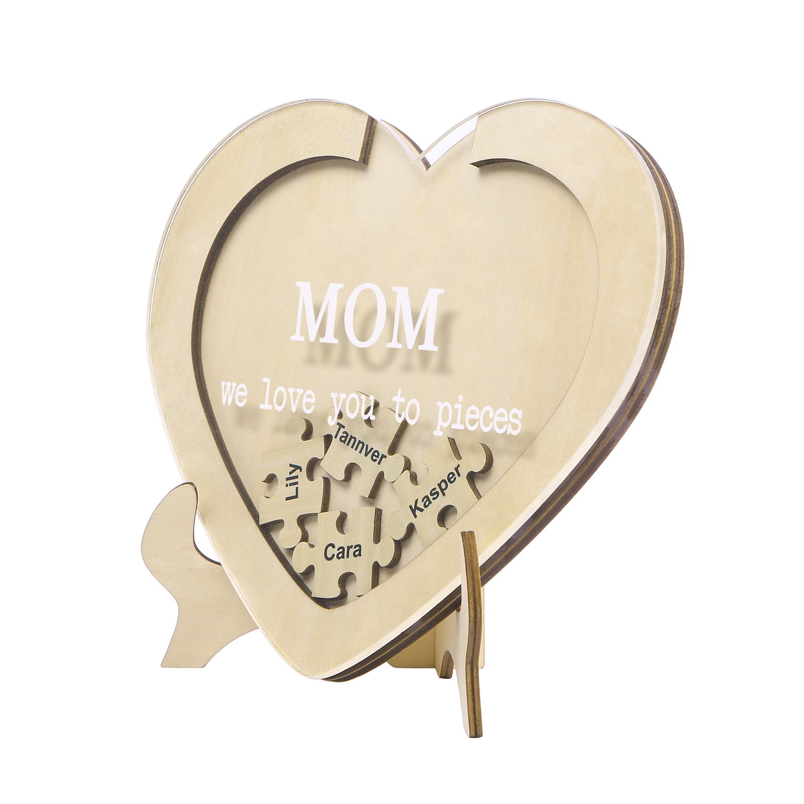 4 Names & 2 Texts Personalized Wooden Acrylic Ornament for Mum | Lorajewel