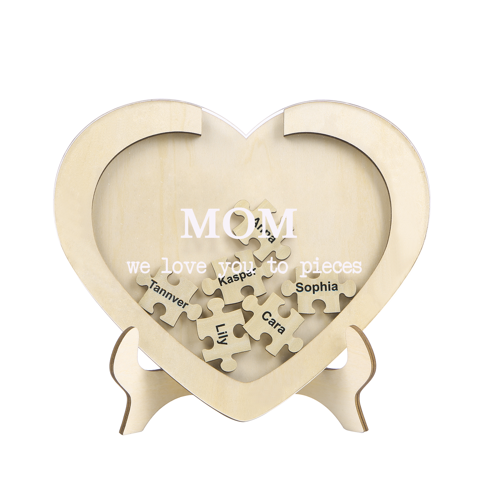 6 Names & 2 Texts Personalized Wooden Acrylic Ornament for Mum | Lorajewel