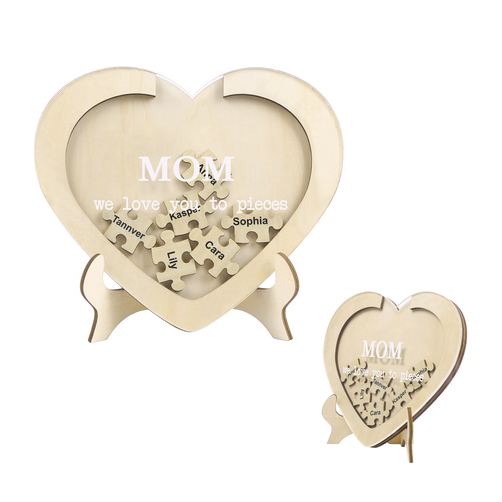 6 Names & 2 Texts Personalized Wooden Acrylic Ornament for Mum | Lorajewel