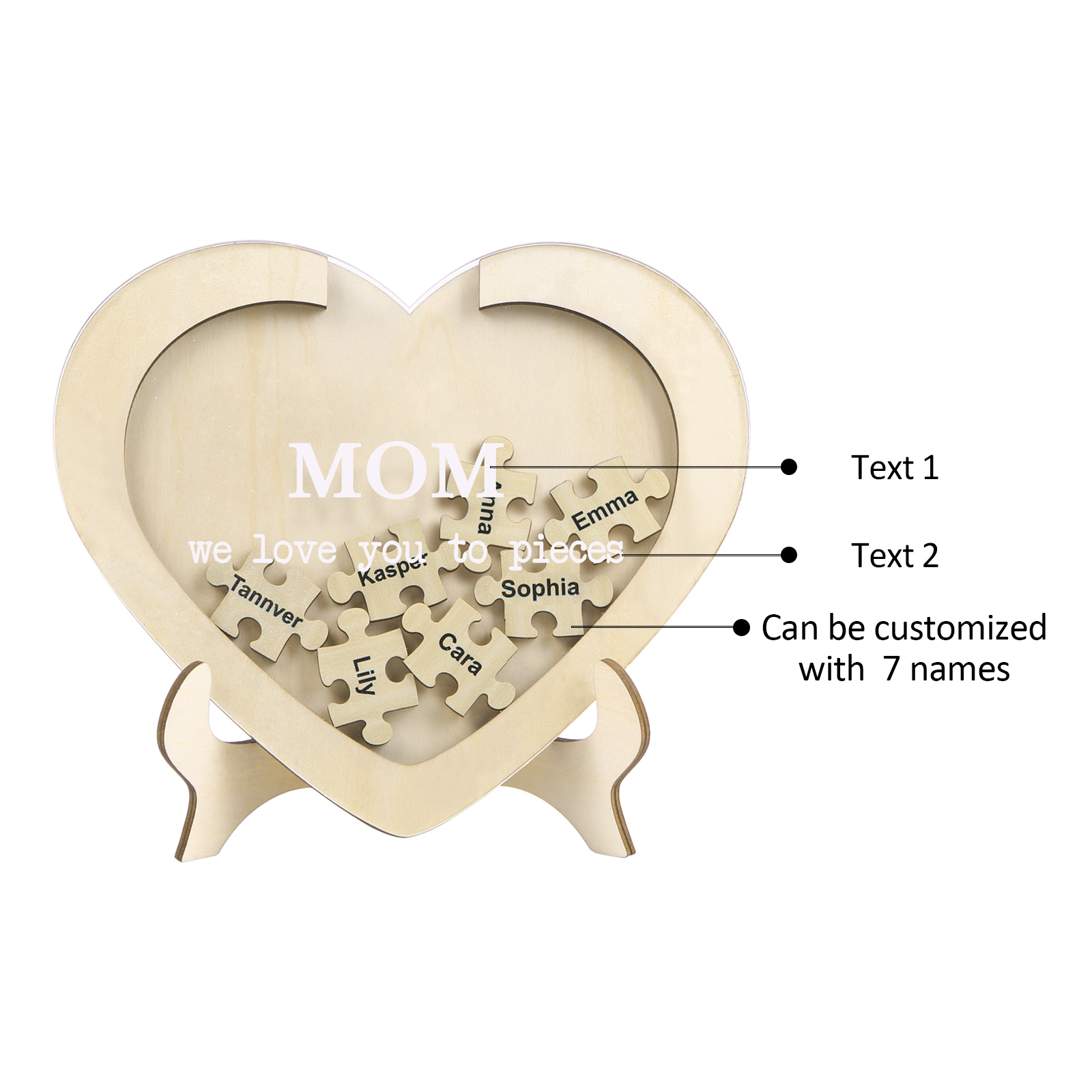 7 Names & 2 Texts Personalized Wooden Acrylic Ornament for Mum | Lorajewel