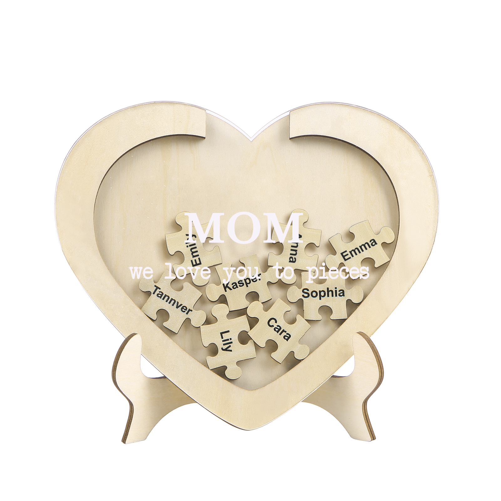 8 Names & 2 Texts Personalized Wooden Acrylic Ornament for Mum | Lorajewel