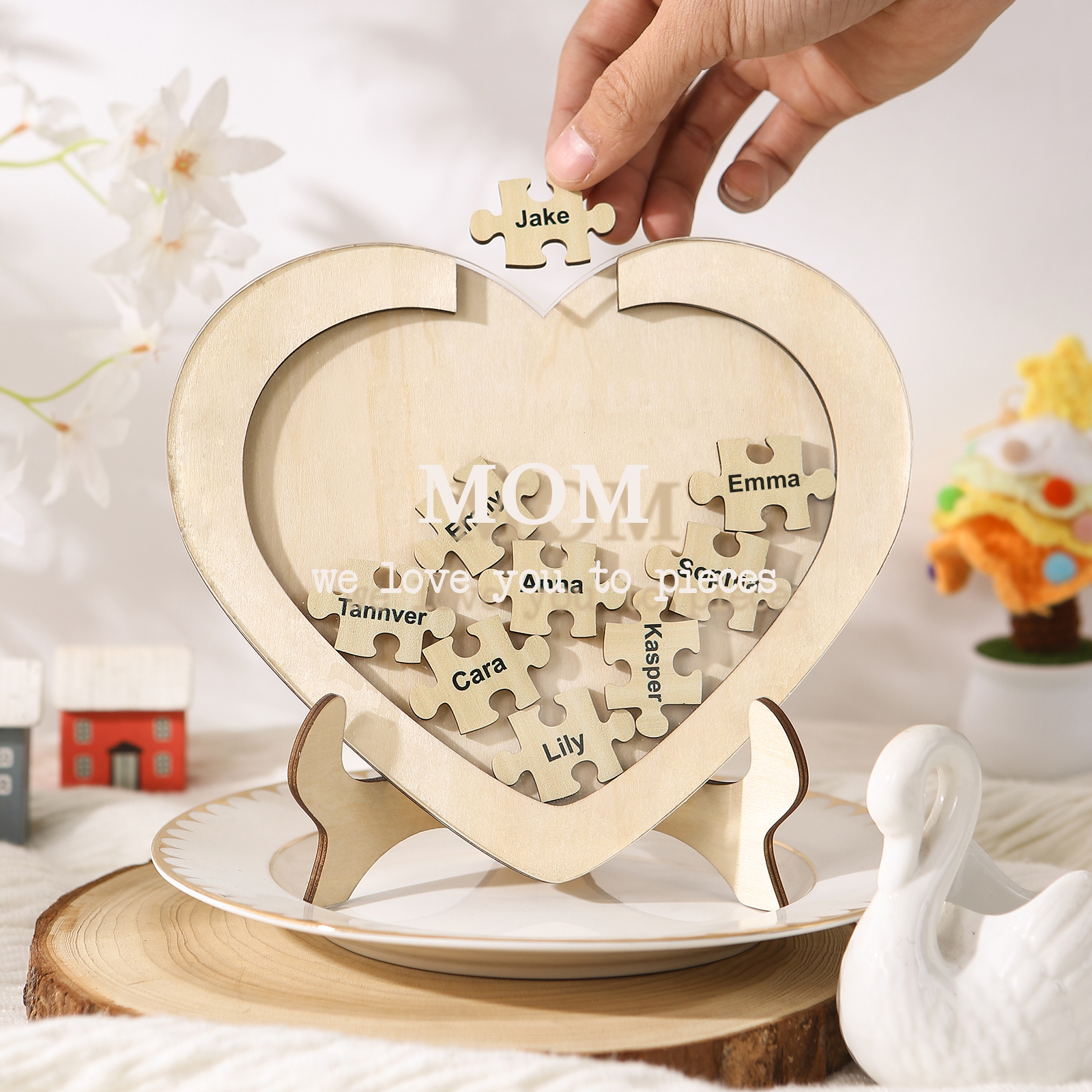 9 Names & 2 Texts Personalized Wooden Acrylic Ornament for Mum | Lorajewel