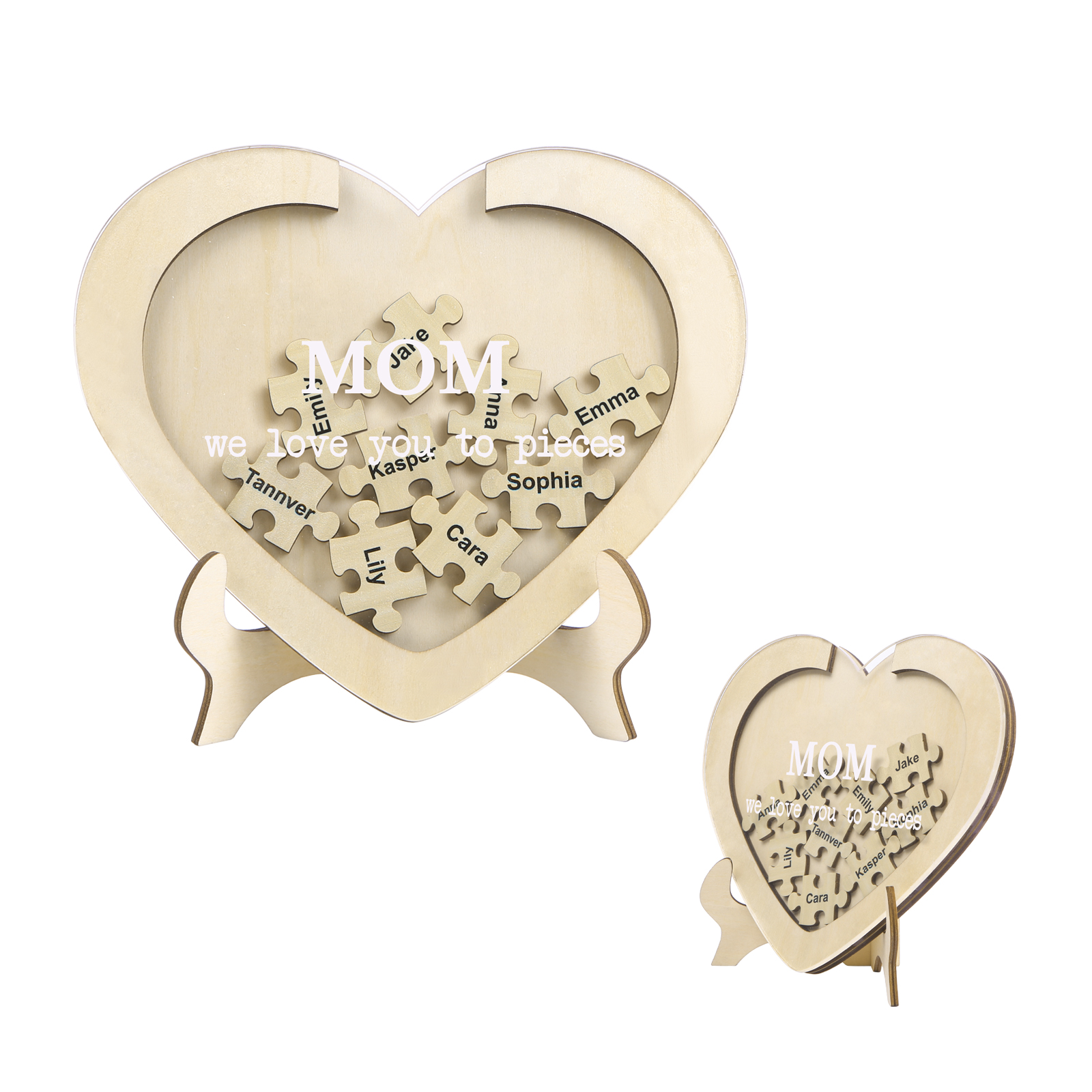 9 Names & 2 Texts Personalized Wooden Acrylic Ornament for Mum | Lorajewel