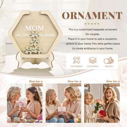 4 Names & 2 Texts Personalized Wooden Acrylic Ornament for Mum | Lorajewel