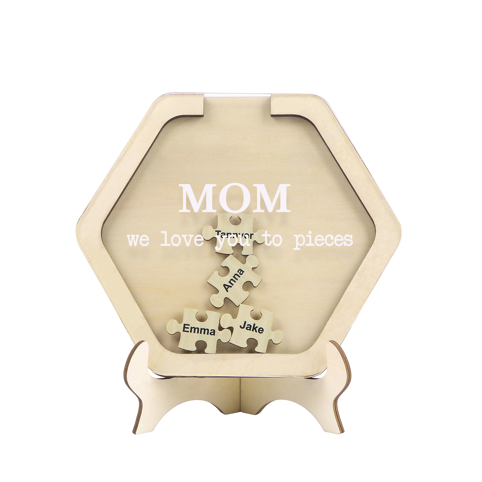 4 Names & 2 Texts Personalized Wooden Acrylic Ornament for Mum | Lorajewel