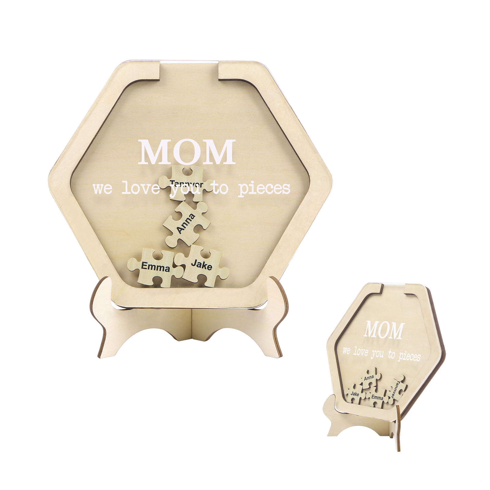 4 Names & 2 Texts Personalized Wooden Acrylic Ornament for Mum | Lorajewel