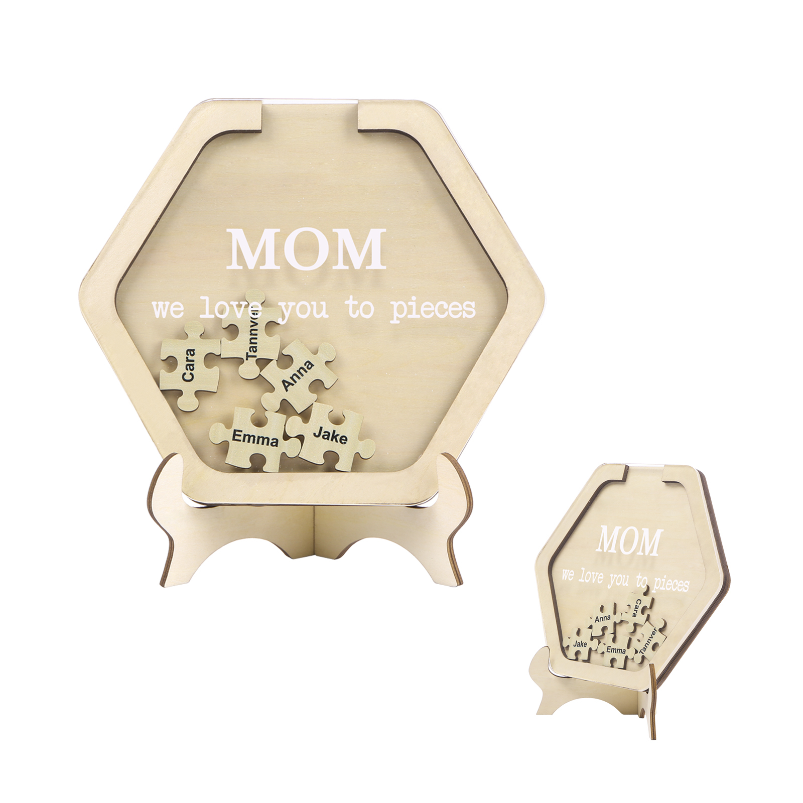 5 Names & 2 Texts Personalized Wooden Acrylic Ornament for Mum | Lorajewel