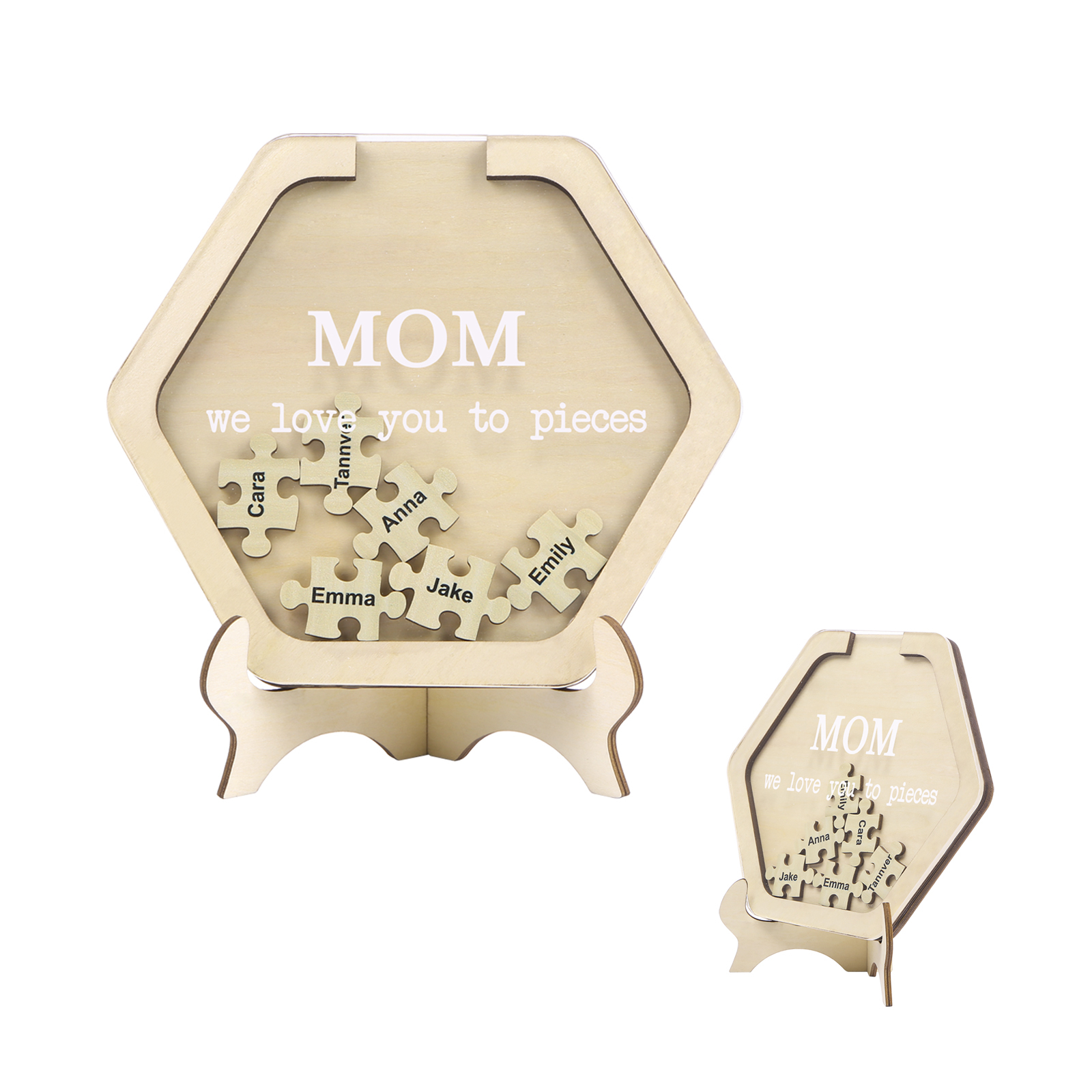 6 Names & 2 Texts Personalized Wooden Acrylic Ornament for Mum | Lorajewel