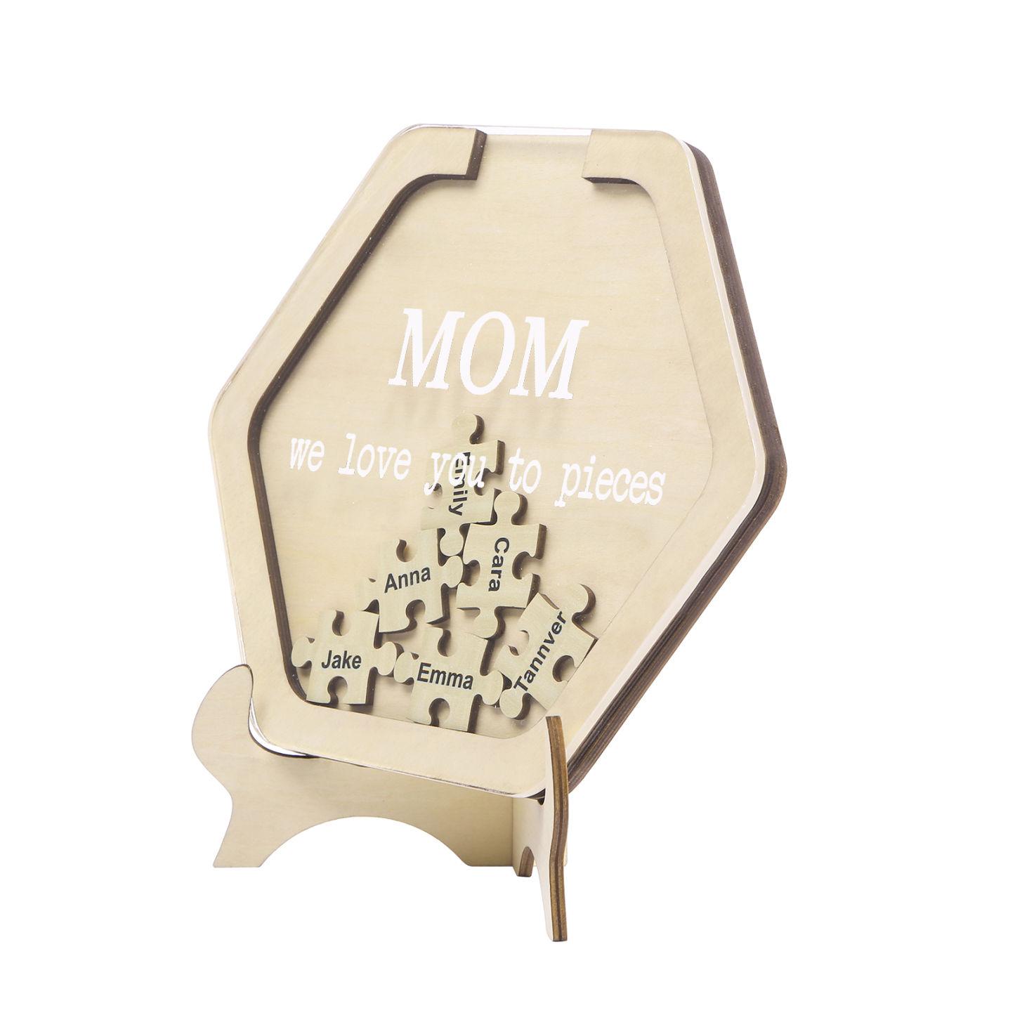 6 Names & 2 Texts Personalized Wooden Acrylic Ornament for Mum | Lorajewel