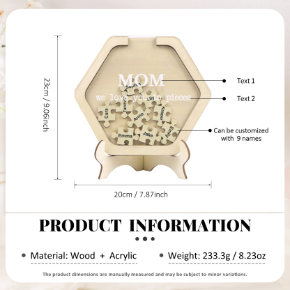 9 Names & 2 Texts Personalized Wooden Acrylic Ornament for Mum | Lorajewel