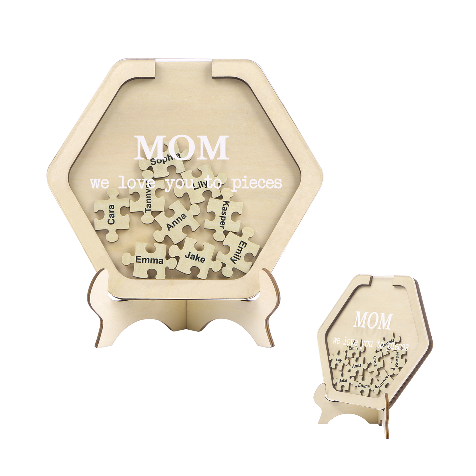 9 Names & 2 Texts Personalized Wooden Acrylic Ornament for Mum | Lorajewel