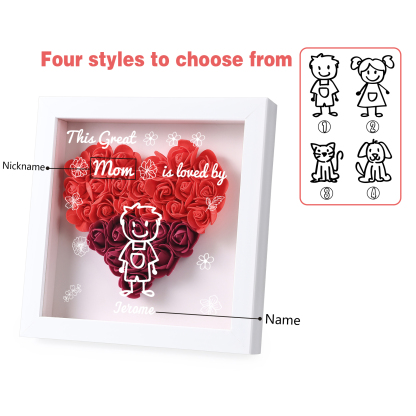 Personalized 3D Floral Shadow Box – Custom 1 Kids&Pet Name –This Great Mom Is Loved By- Gift for Mom, Grandma & Loved Ones| Lorajewel