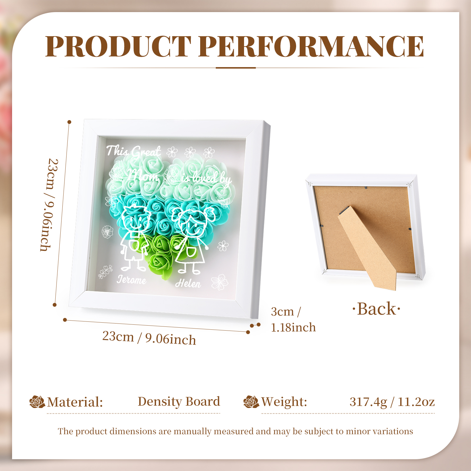 Personalized 3D Floral Shadow Box – Custom 2 Kids&Pets Names –This Great Mom Is Loved By- Gift for Mom, Grandma & Loved Ones| Lorajewel