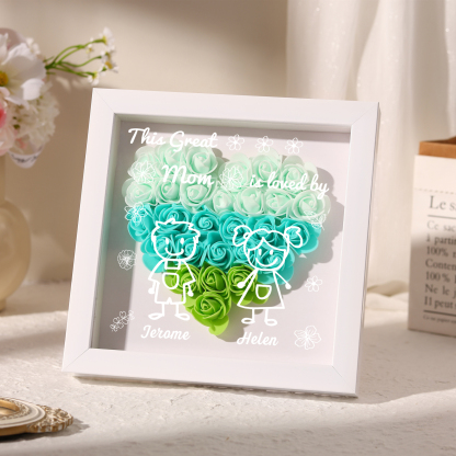 Personalized 3D Floral Shadow Box – Custom 2 Kids&Pets Names –This Great Mom Is Loved By- Gift for Mom, Grandma & Loved Ones| Lorajewel