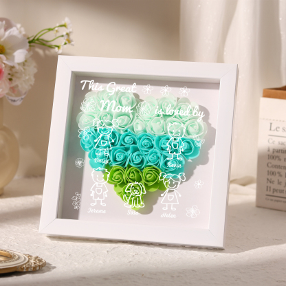 Personalized 3D Floral Shadow Box – Custom 5 Kids&Pets Names –This Great Mom Is Loved By- Gift for Mom, Grandma & Loved Ones| Lorajewel
