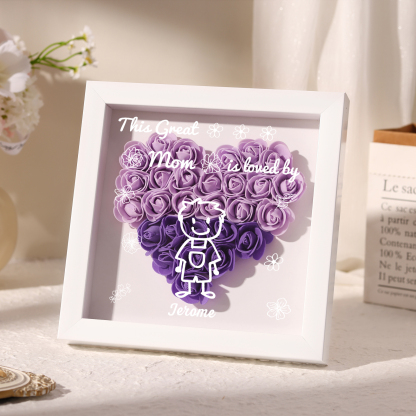 Personalized 3D Floral Shadow Box – Custom 1 Kids&Pet Name –This Great Mom Is Loved By- Gift for Mom, Grandma & Loved Ones| Lorajewel