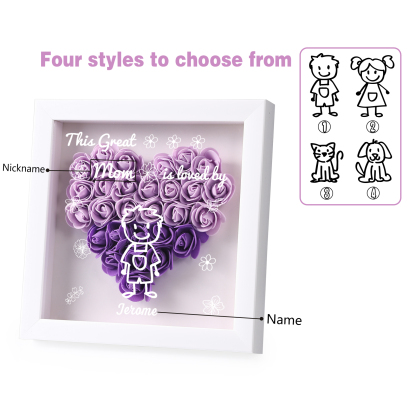 Personalized 3D Floral Shadow Box – Custom 1 Kids&Pet Name –This Great Mom Is Loved By- Gift for Mom, Grandma & Loved Ones| Lorajewel