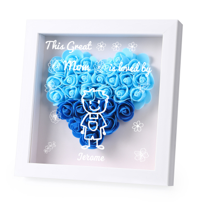 Personalized 3D Floral Shadow Box – Custom 1 Kids&Pet Name –This Great Mom Is Loved By- Gift for Mom, Grandma & Loved Ones| Lorajewel
