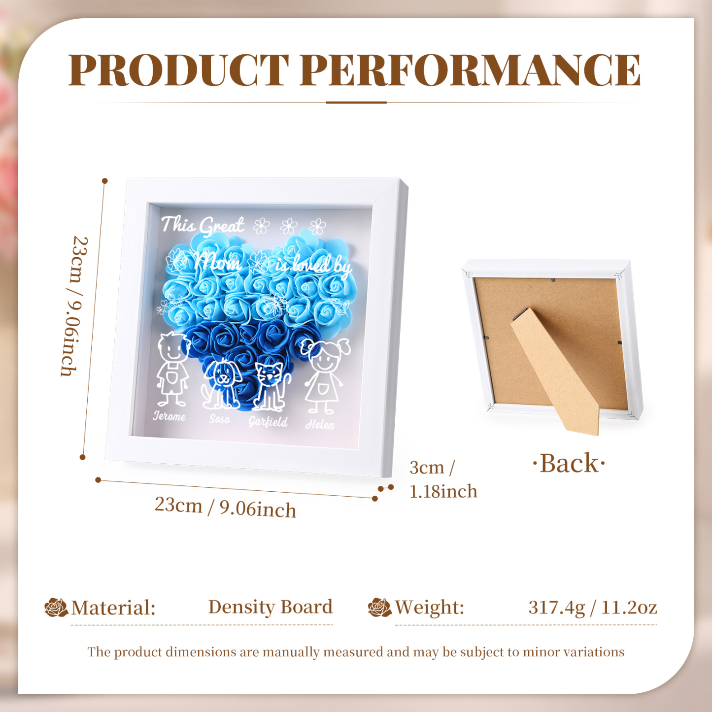 Personalized 3D Floral Shadow Box – Custom 4 Kids&Pets Names –This Great Mom Is Loved By- Gift for Mom, Grandma & Loved Ones| Lorajewel