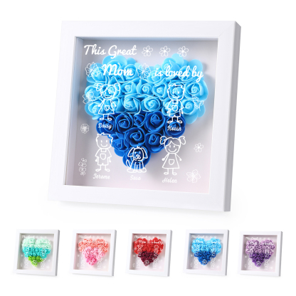 Personalized 3D Floral Shadow Box – Custom 5 Kids&Pets Names –This Great Mom Is Loved By- Gift for Mom, Grandma & Loved Ones| Lorajewel