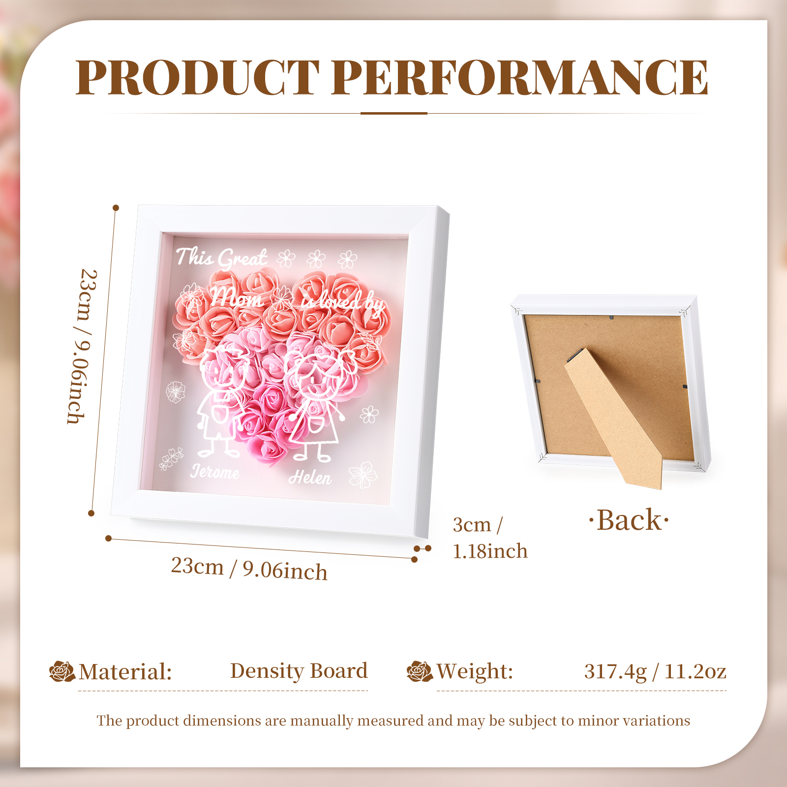 Personalized 3D Floral Shadow Box – Custom 2 Kids&Pets Names –This Great Mom Is Loved By- Gift for Mom, Grandma & Loved Ones| Lorajewel