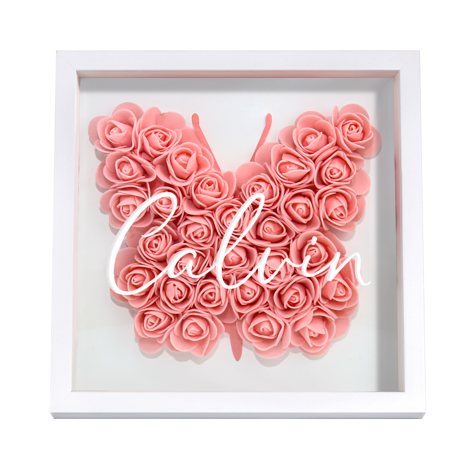 Custom Rose Butterfly Frame – Personalized Floral Home Ornament Gift for Family | Lorajewel