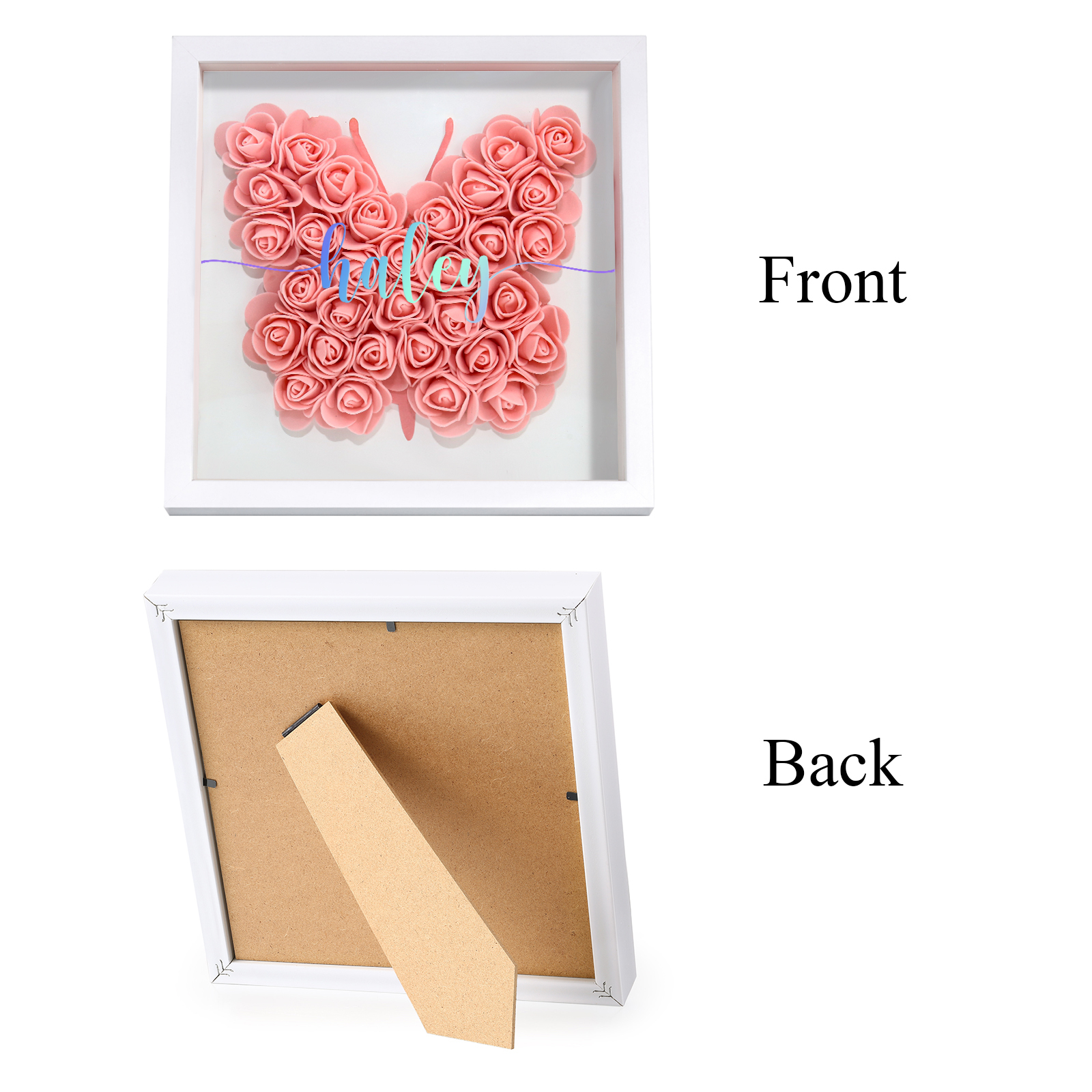 Custom Rose Butterfly Frame – Personalized Floral Home Ornament Gift for Family | Lorajewel