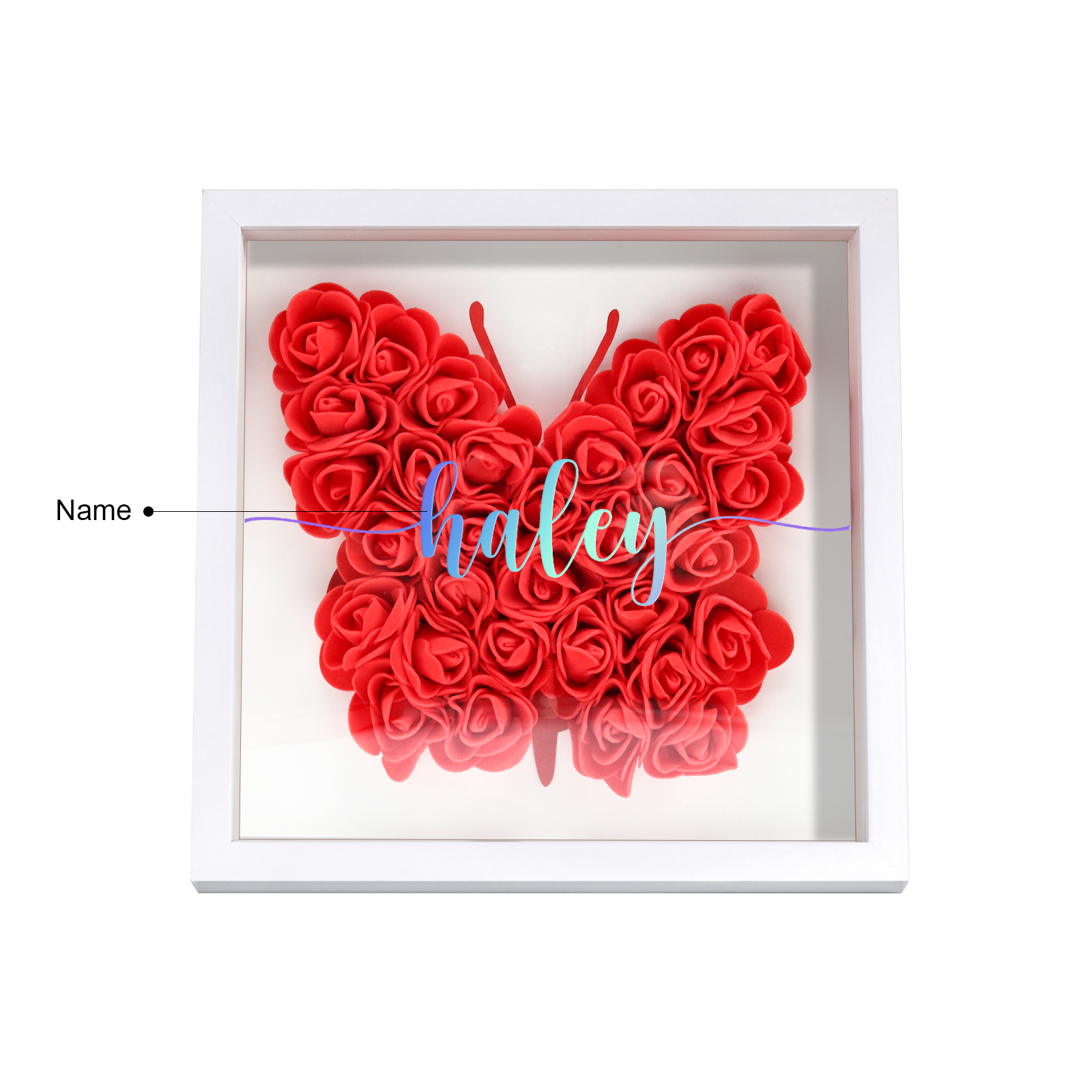 Custom Rose Butterfly Frame – Personalized Floral Home Ornament Gift for Family | Lorajewel
