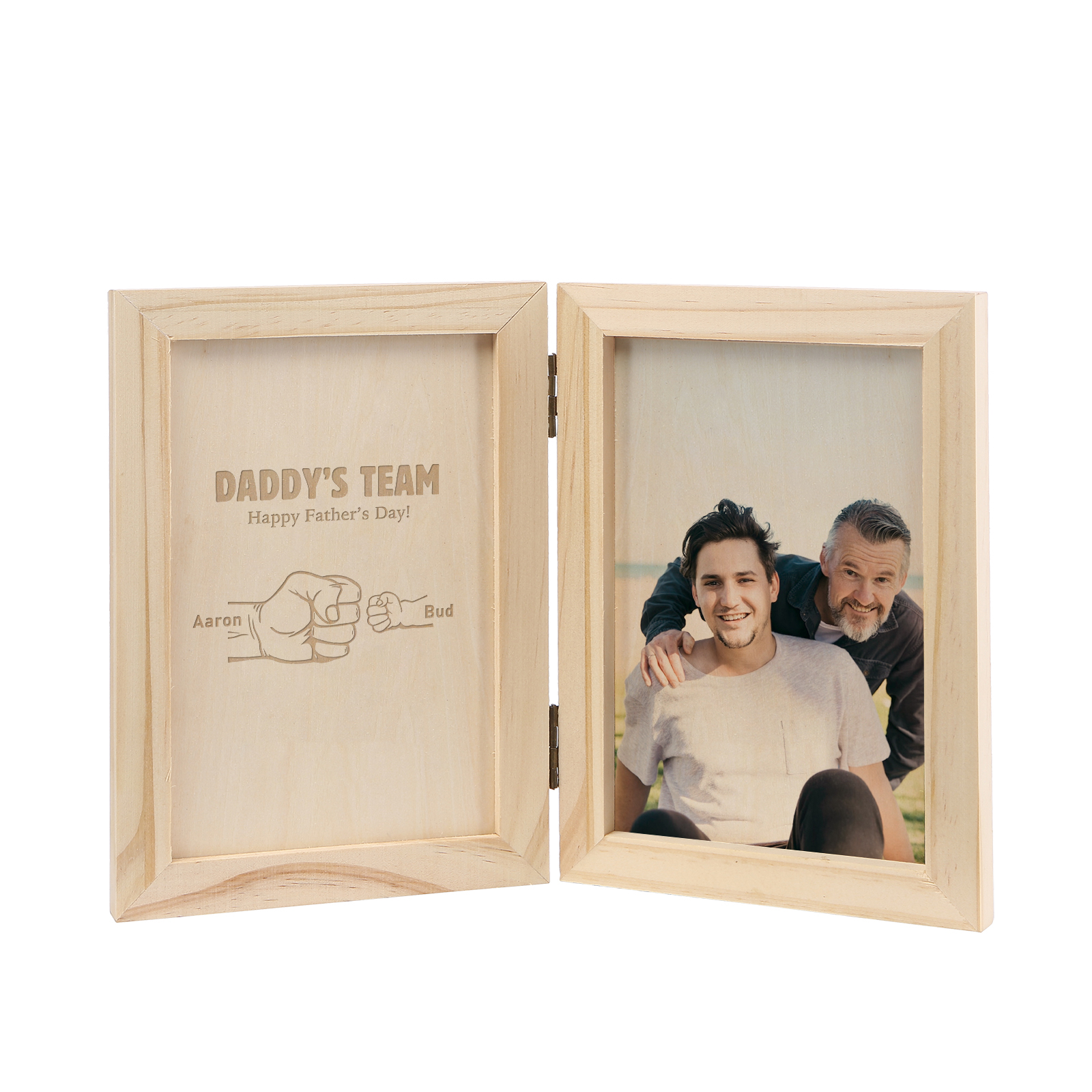 2 Names Personalized Wooden Frame with Photo and Date - Father’s Day Gift | Lorajewel