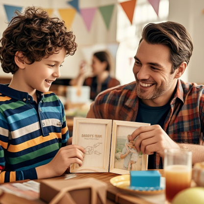 3 Names Personalized Wooden Frame with Photo and Date - Father’s Day Gift | Lorajewel