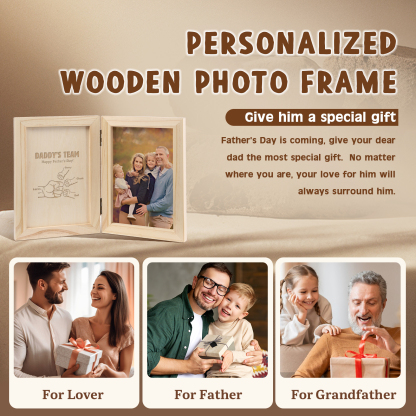 4 Names Personalized Wooden Frame with Photo and Date - Father’s Day Gift | Lorajewel