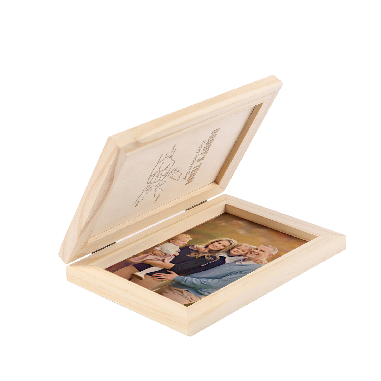 4 Names Personalized Wooden Frame with Photo and Date - Father’s Day Gift | Lorajewel