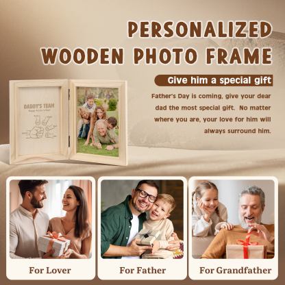 5 Names Personalized Wooden Frame with Photo and Date - Father’s Day Gift | Lorajewel
