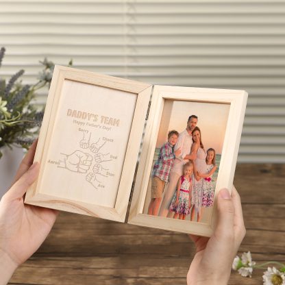 6 Names Personalized Wooden Frame with Photo and Date - Father’s Day Gift | Lorajewel