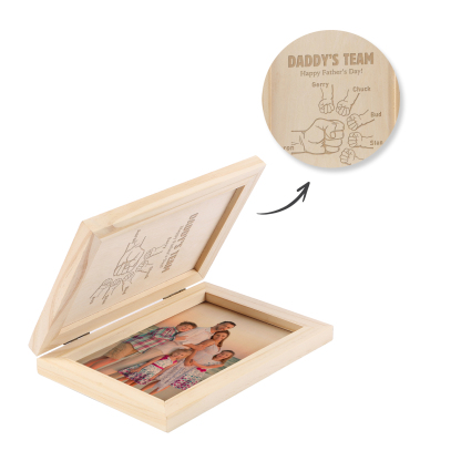 6 Names Personalized Wooden Frame with Photo and Date - Father’s Day Gift | Lorajewel