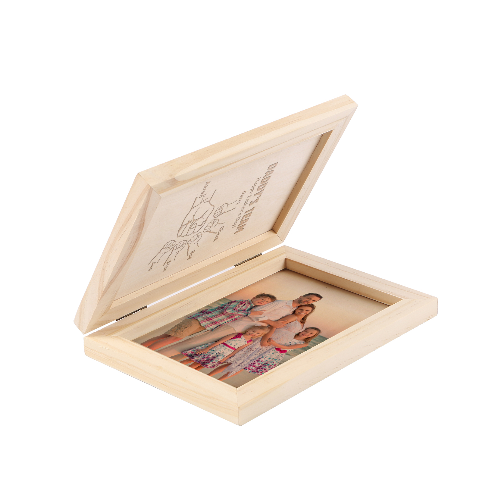 6 Names Personalized Wooden Frame with Photo and Date - Father’s Day Gift | Lorajewel